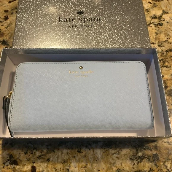 NEW KATE SPADE Zip Around Leather Wallet w/Glitter Box Perfect for Spring!! - Picture 7 of 15